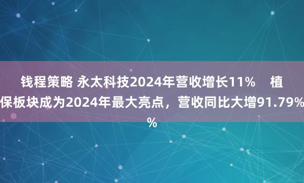 钱程策略 永太科技2024年营收增长11%    植保板块成为2024年最大亮点，营收同比大增91.79%